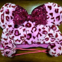 ディズニーファンキャップ　ヒョウ柄　ピンク