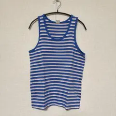 LOCK HEAVEN ボーダータンクトップ ブルー×ホワイト×オレンジ M