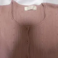 インゲボルグ　ピンク リブ編み カーディガン