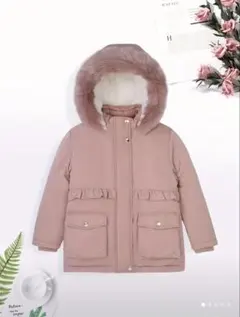 女の子　フェイクファー　冬用ジャケット　フード付きコート　110cm