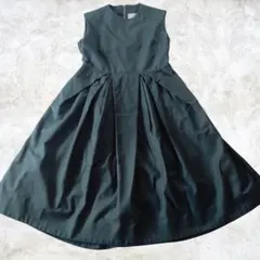 ミラオーウェン　コットン混素材　タック使いたっぷりフレアスカート　ワンピース