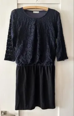 earth music &ecology 七分袖ひざ丈ワンピース 花柄レース