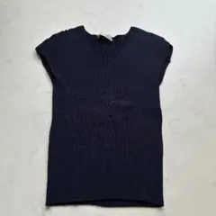 美品✨ドゥクラッセ Vネックリブサマーニット ネイビー S相当（H424）のサムネイル