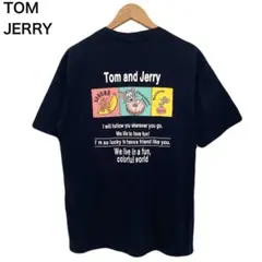 トムアンドジェリー　バックプリント　ワンポイント　半袖　ネイビー　Tシャツ　Mのサムネイル
