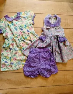 fafaフェフェ ワンピース２着とアンダーパンツ 夏用キッズ服3点セットのサムネイル