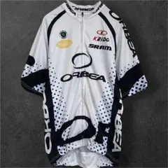 オルベア サイクルジャージ スタンドカラー 半袖 ドット 総柄 M 白 黒のサムネイル