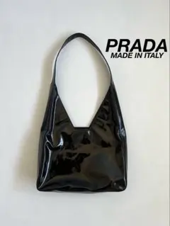 PRADA ENAMEL LEATHER ONE SHOULDER BAG