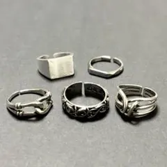 【お値下げ！】 シルバー リング5点セット 韓国 編み込み メンズ ユニセックス