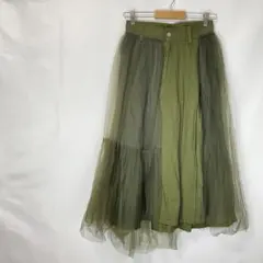 Lois CRAYON チュールコンビスカート アシンメトリー カーキ