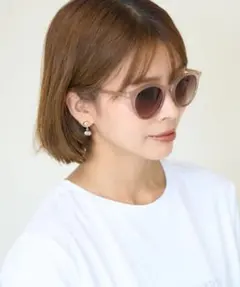 クリアベージュ ラウンドフレーム サングラス