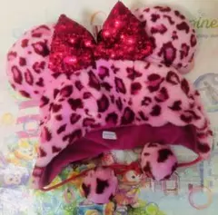 ディズニー　ミニー　ファンキャップ ヒョウ柄　ピンク