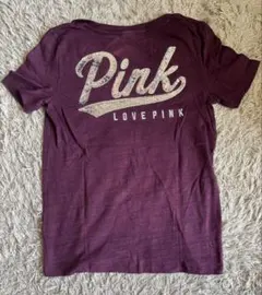 Victorias Secret PINK Vネック Tシャツ 紫 パープル