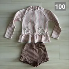 女の子用セパレート水着 100cm ピンク系