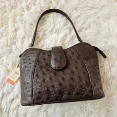 【新品タグ付き】オーストリッチレザー ハンドバッグ エキゾチックレザー