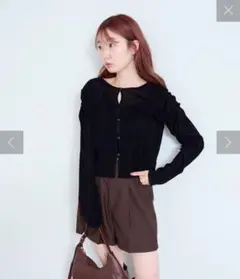 【断捨離中31日まで‼️】リブ編み ブラック カーディガン　カスタネ