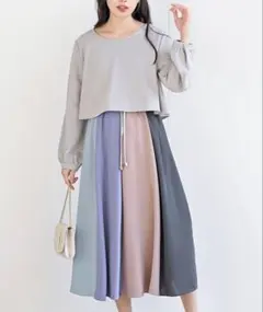 【rps】カラフルパッチワークドッキングワンピース