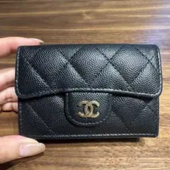 CHANEL ラムスキンマトラッセ三つ折財布
