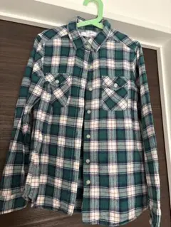 BACK NUMBER 長袖シャツ グリーン系チェック Small