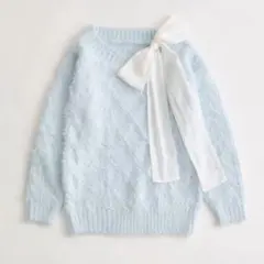 OLIVE des OLIVE フワフワケーブルニットワンピ サックスブルー