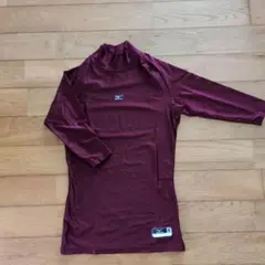 【美品】Mizuno バーガンディ ハイネックアンダーシャツ七分袖