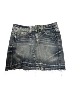 デニムミニスカート フリンジ仕上げ