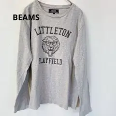BEAMS カットソー　長袖　グレー　プリント入り　S