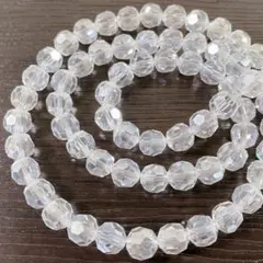 hu453/SALE！ガラスビーズ◇多面カット 約10mm キラキラクリア1連