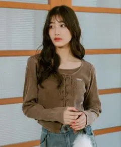 試着のみ☆レピピアルマリオ　レースアップロングTシャツ　Mサイズ