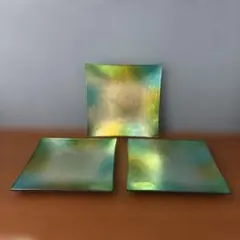 モダン⭐︎ガラスの正方形皿 3枚セット
