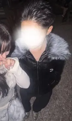 【archive graphic】ファー付きレザーダウンジャケット y2k