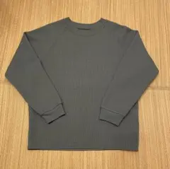 【美品】GLOBAL WORK ブルーグレー ワッフルニット メンズ　L サイズ