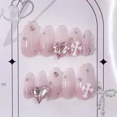 《現品ネイル》 フレンチガーリー ワンホン 韓国ネイル 量産型 スナ系 ちゅるん