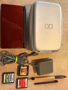 ニンテンドーDS Lite クリムゾンレッド 赤 ソフト3本、保護ケース付き