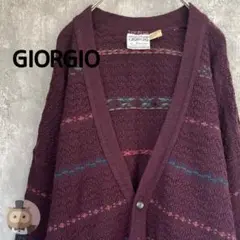 【イタリア製】デザイン ニット カーディガン レトロ ビンテージ 古着 メンズ