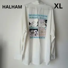 イラストプリント ホワイトシャツ　長袖　HALHAM サイズXLのサムネイル