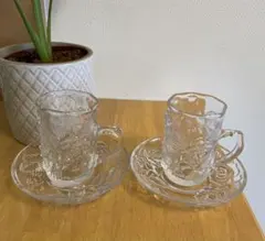 【新品】 sogaガラス カップ&ソーサー ペア ローズ 薔薇