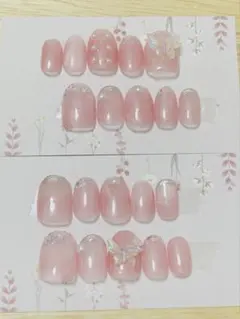 セール価格　ガーリーピンク ネイルチップ　ショートオーバル　20個セット