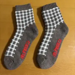 ホカロンソックス 靴下 ブラウン チェック柄