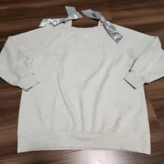 グレー トレーナー リボン L