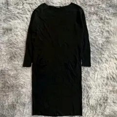 【ミッシェルクラン】 ブラック 長袖ウールワンピース M 毛100%❗イトキンのサムネイル
