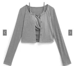 GRL パッド入りカシュクールキャミソール×カーディガンアンサンブルat2319