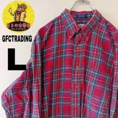 USA古着 GFCTRADING　ネルシャツL90s　レッドブルーグリーン