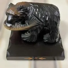 北海道 民芸品 魚をくわえた木彫り熊の置物