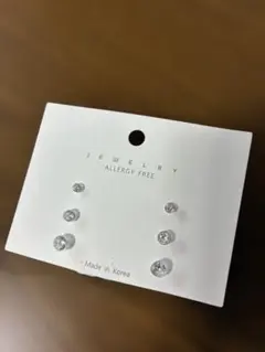 樹脂ピアス　ダイヤ風　3サイズセット