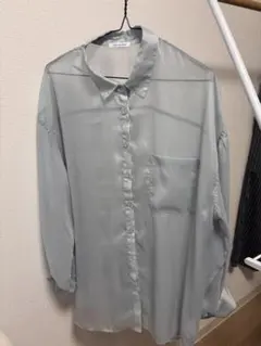 美品　OLIVE des OLIVE シアーシャツ 長袖　ブルー　ラメのサムネイル