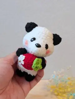 もちふわ パンダちゃん ｜ポンチョ｜あみぐるみ｜手のひらサイズ