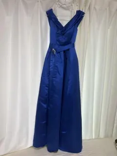 青いロングドレス ビジュー付き　Sサイズ