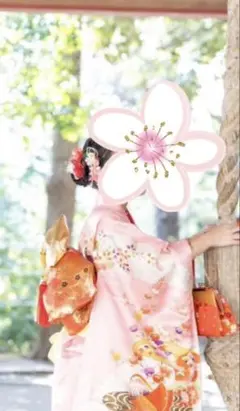 七五三　7歳　日本製　華やかお着物　ピンク　作り帯　フルセット　女の子