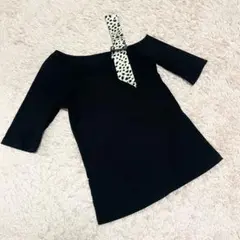 【美品】オフショルダートップス ブラック/ひょう柄/半袖