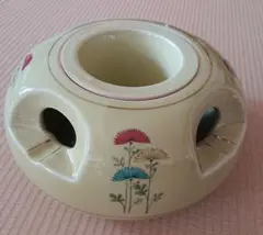 【有田焼】特大卓上灰皿　置物　アンティーク　オブジェ　花柄　昭和レトロ　応接客間